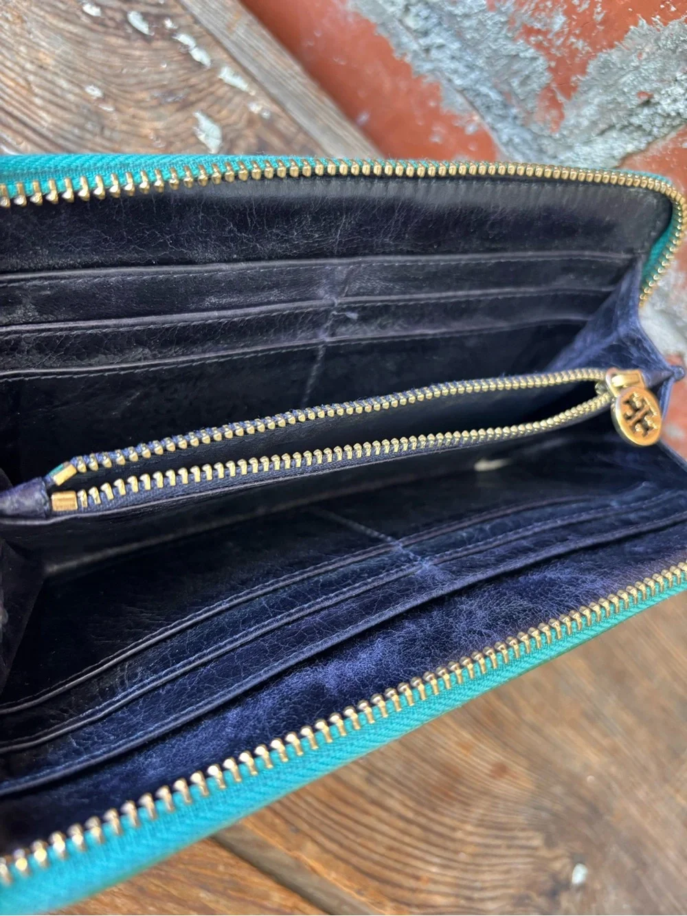 Tory Burch Long Wallet Lime Green Zips Nicely